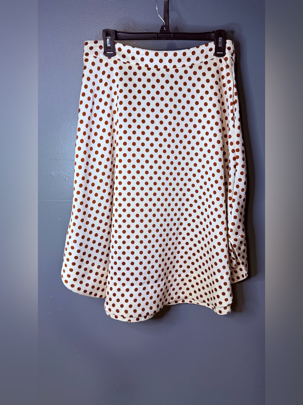 New York & Company Cream Skirt with Brown Polka Dots